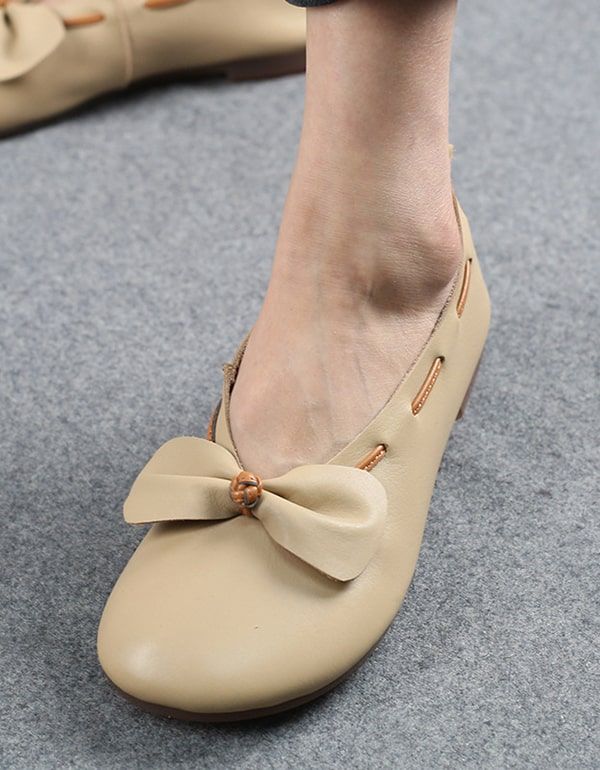 Spring Summer Flache Flats Aus Weichem Leder Mit Bowknot