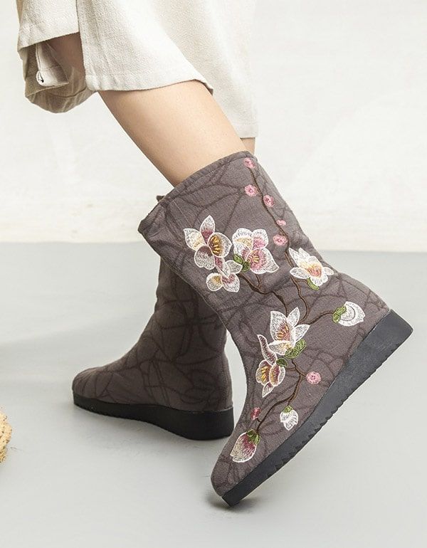 Bestickte Winter-baumwollstiefel Im Chinesischen Ethno-stil