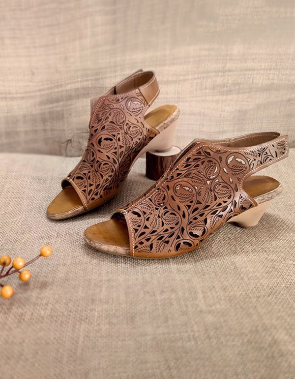 Summer Camel Retro Ethnic Schuhe Mit Absatz Spitz 36-42