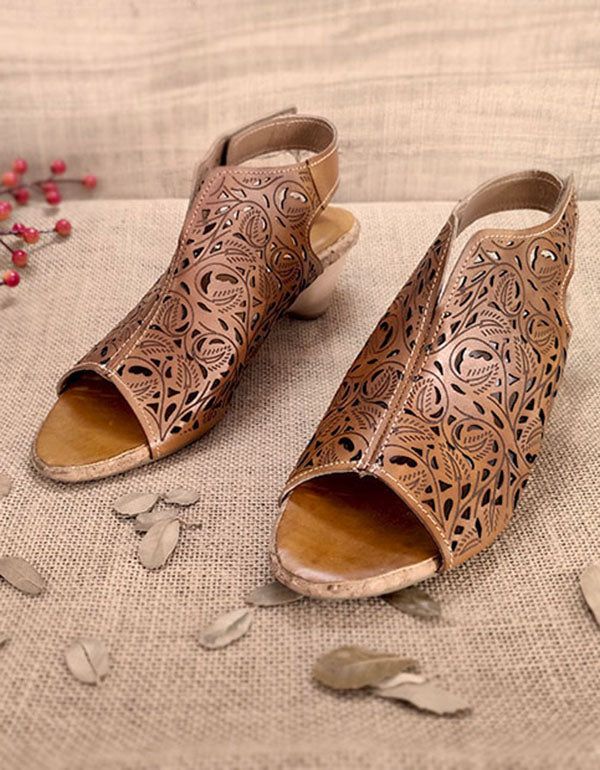 Summer Camel Retro Ethnic Schuhe Mit Absatz Spitz 36-42