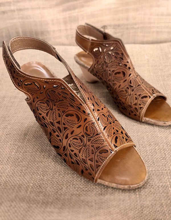 Summer Camel Retro Ethnic Schuhe Mit Absatz Spitz 36-42