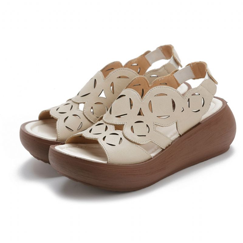 Fish Toe Hollow Wedge Damen Sandalen Slingback