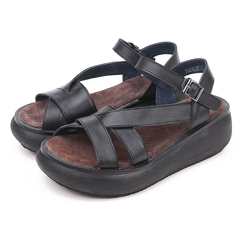 Handgefertigte Sommersandalen Mit Retro-keil | Obiono