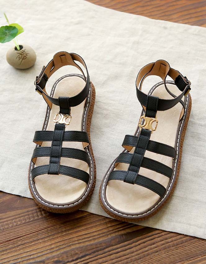 Handgemachte Retro Riemchensandalen Urlaub