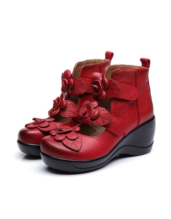 Handmade Flower Ethnic Style Womens Wedges Sandalen