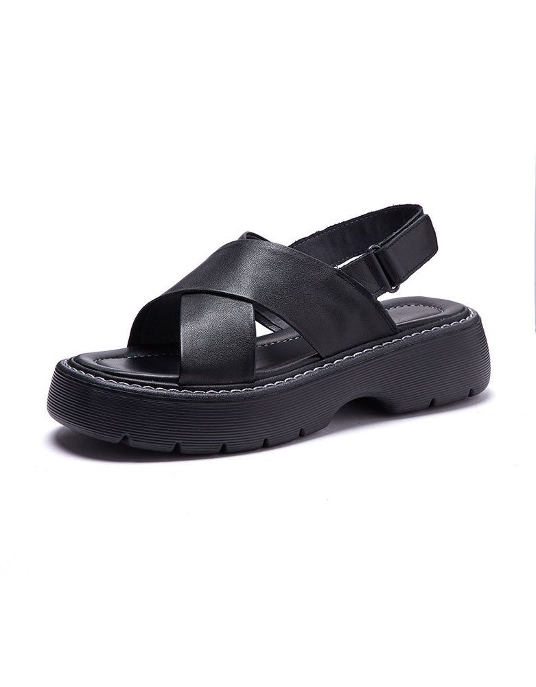 Plateau-sandalen Mit Überkreuzten Riemen Vorne Slingback