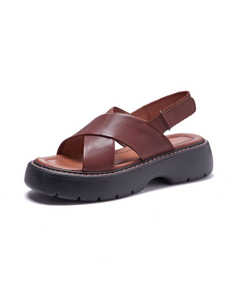 Plateau-sandalen Mit Überkreuzten Riemen Vorne Slingback