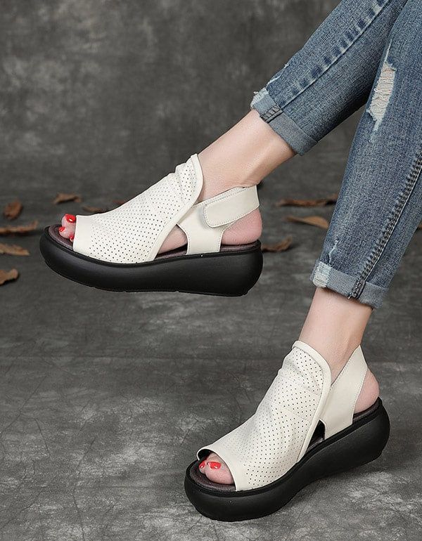 Retro Hohlkeilsandalen Für Damen Slingback