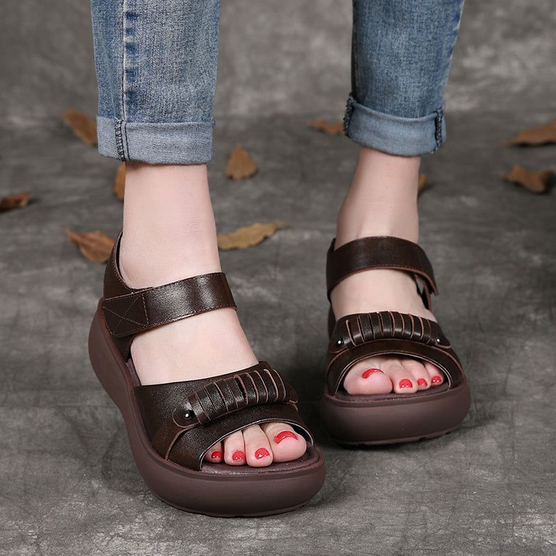 Retro-leder-frauen-sommer-keil-sandalen