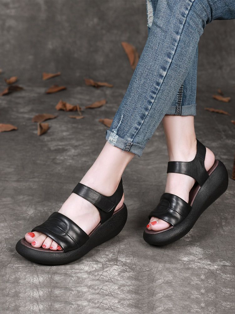 Retro-sommer-damensandalen Mit Keilabsatz