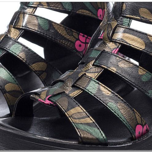 Römersandalen Für Damen Mit Keilabsatz Und Sommerblumenmuster