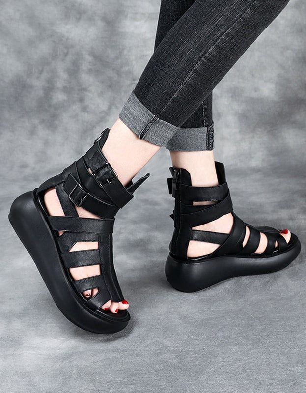 Sandalen Mit Kreuzriemen Sommerstiefel Schwarz