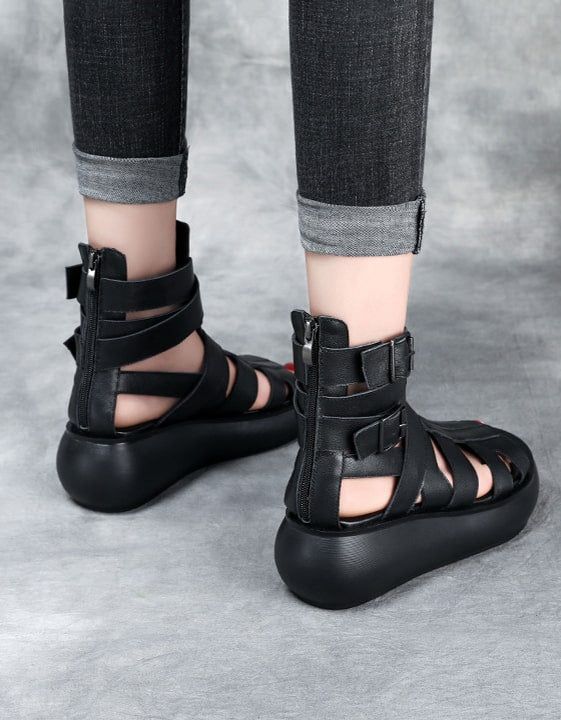 Sandalen Mit Kreuzriemen Sommerstiefel Schwarz