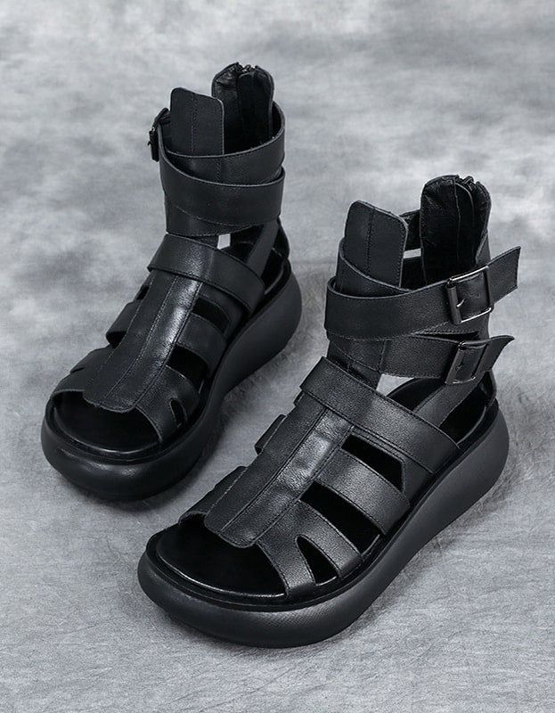 Sandalen Mit Kreuzriemen Sommerstiefel Schwarz