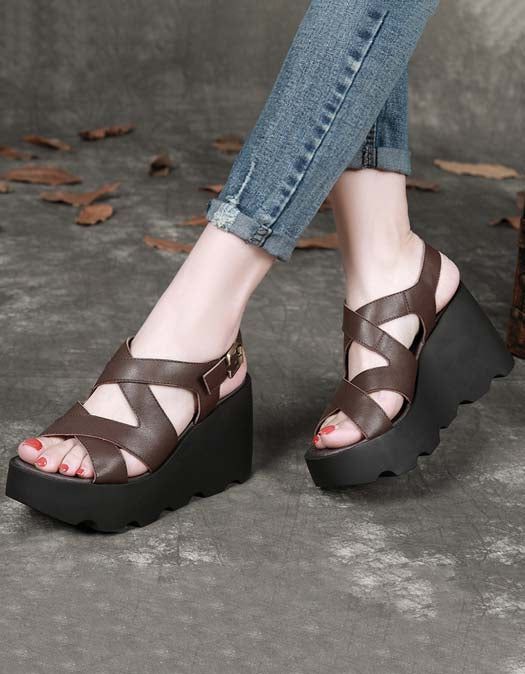 Slingback-keilsandalen Mit Überkreuzten Riemen Für Damen