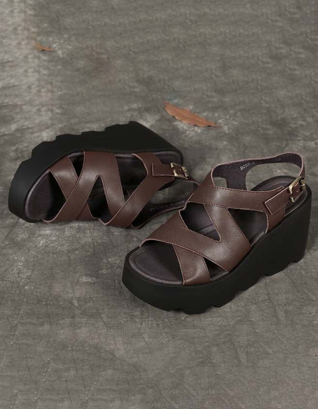 Slingback-keilsandalen Mit Überkreuzten Riemen Für Damen