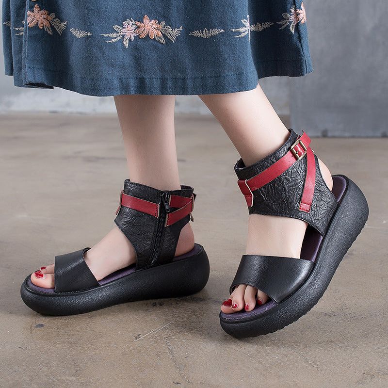 Sommer-frauen-leder-plateau-sandalen