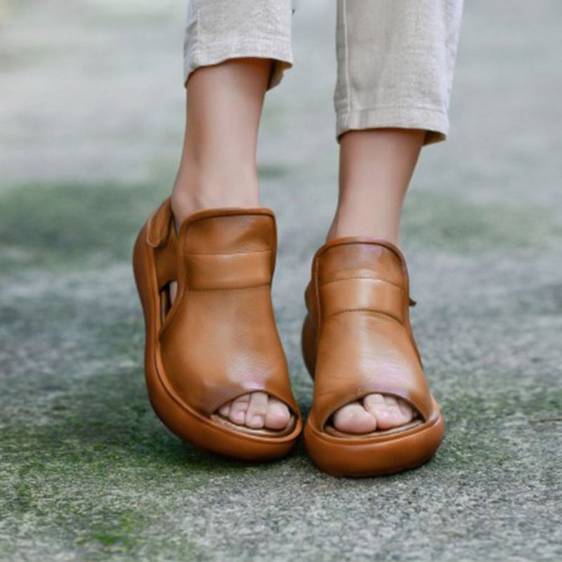 Sommer-plateau-sandalen Mit Fischzehen-klettverschluss