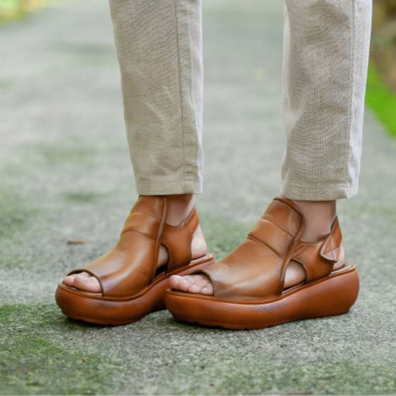 Sommer-plateau-sandalen Mit Fischzehen-klettverschluss