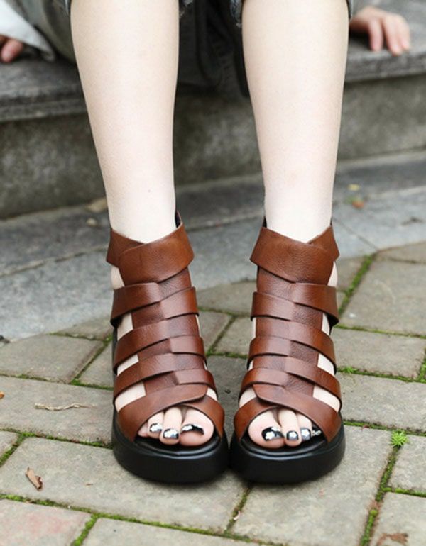 Sommer-retro-leder-fesselriemen-keilsandalen