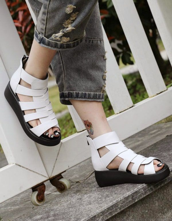 Sommer-retro-leder-fesselriemen-keilsandalen