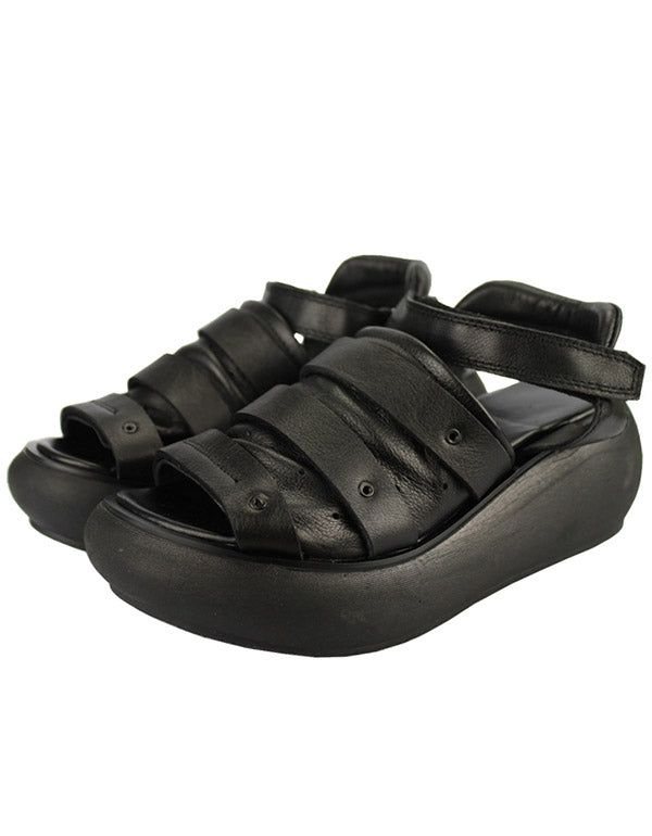 Sommer-retro-leder-plateau-sandalen