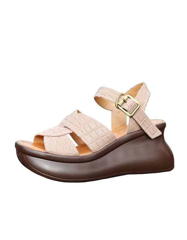 Sommer Verstellbare Retro-sandalen Mit Keilabsatz