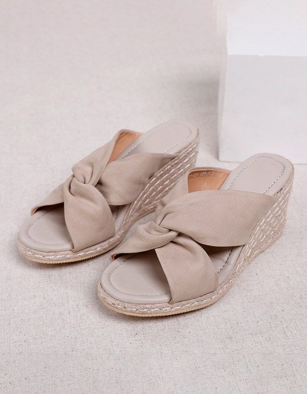 Sommerliche Gewebte Damen-keilabsatz-outdoor-sandalen