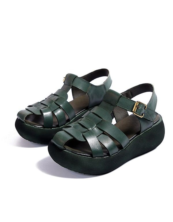 Sommerliche Gewebte Retro-sandalen Mit Keilabsatz Slingback