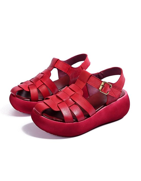 Sommerliche Gewebte Retro-sandalen Mit Keilabsatz Slingback