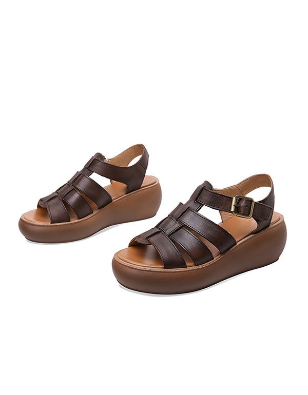 Sommerliche Keilsandalen Retro Handarbeit Bequem