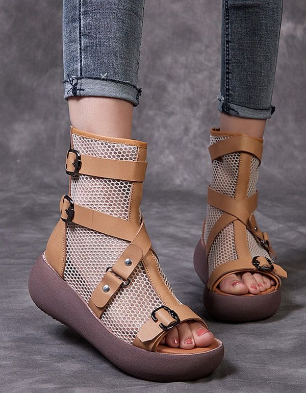 Sommerliche Riemchensandalen Aus Mesh Mit Offenem Zehenbereich