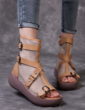 Sommerliche Riemchensandalen Aus Mesh Mit Offenem Zehenbereich