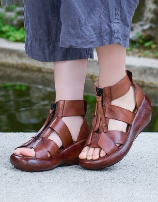 Sommerliche Riemchensandalen Mit Keilabsatz Für Damen