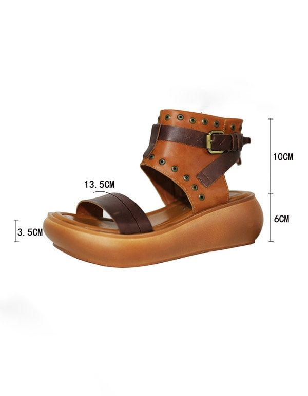 Sommermode-sandalen Aus Retro-leder