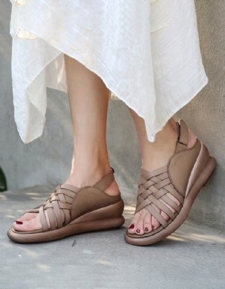 Summer Fashion Wedge Cross Strap Sandalen Khaki