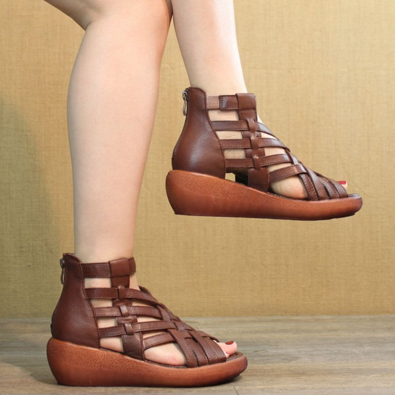 Summer Vintage Wedge Woven Sandalen