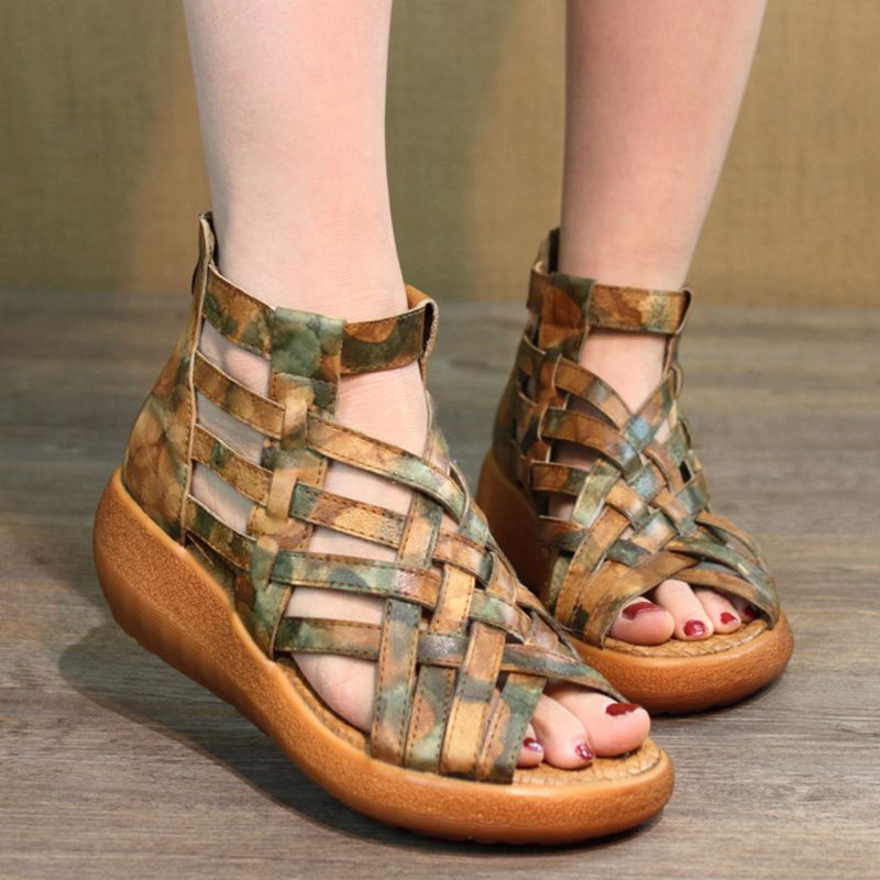 Summer Vintage Wedge Woven Sandalen