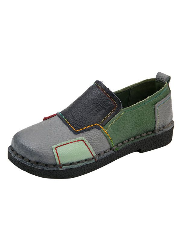 Frühling Retro Leder Patch Handgemachte Schuhe 35-41