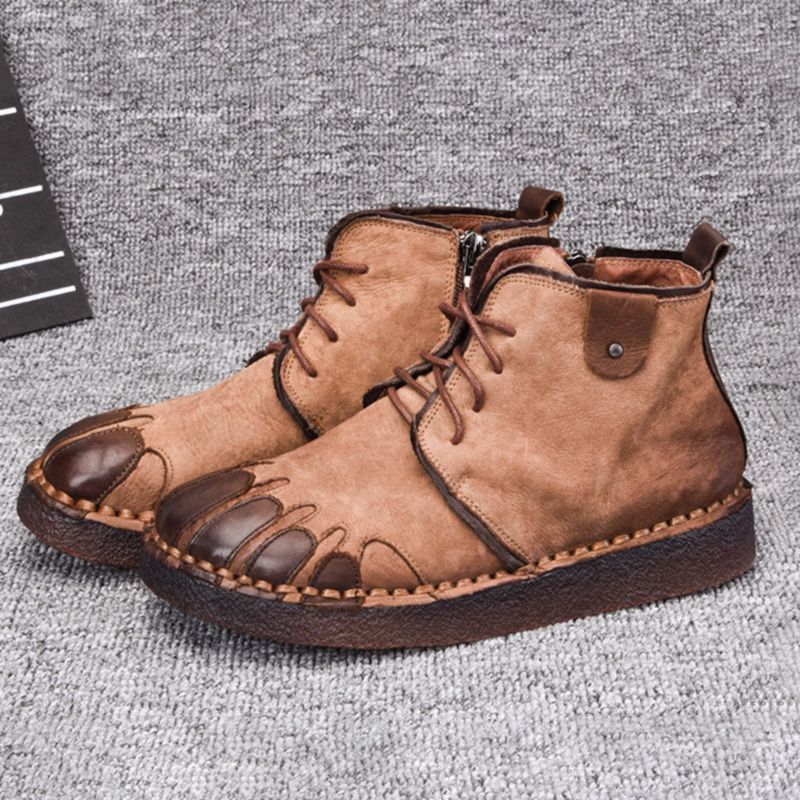 Handgefertigte Retro-kurzstiefel Aus Leder 35-43