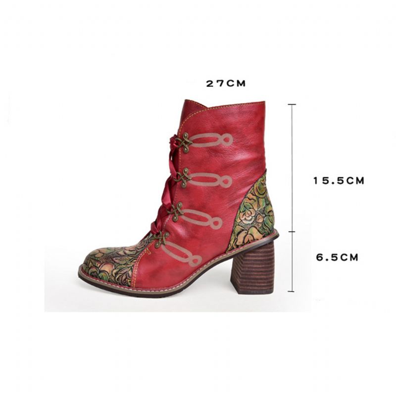 Herbst Winter Dickes Leder Mode Damen Vintage Stiefeletten | Geschenkschuhe 36-42