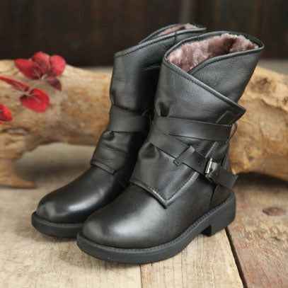 Original Klassische Lederschnallen-langstiefel| 34-43