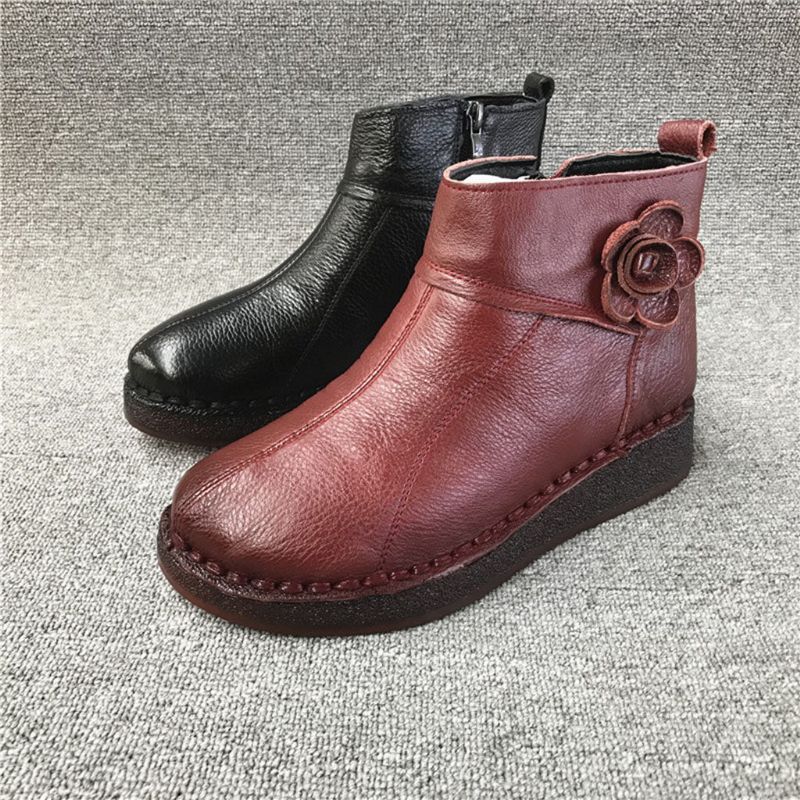 Retro-herbst-winter-stiefel Aus Leder Mit Weichem Boden Für Damen 35-41