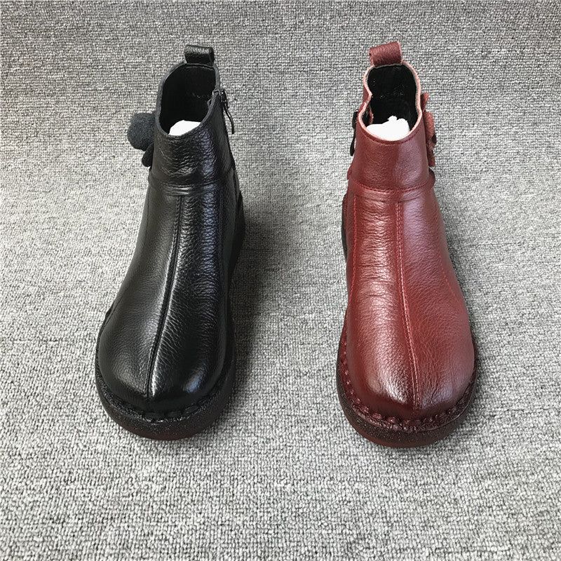 Retro-herbst-winter-stiefel Aus Leder Mit Weichem Boden Für Damen 35-41