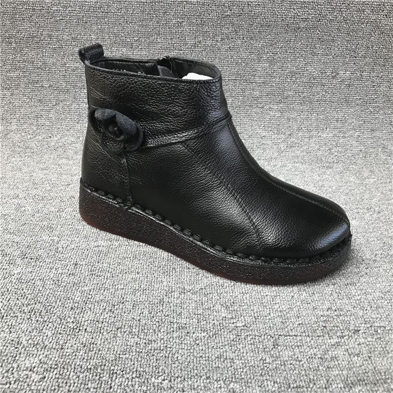 Retro-herbst-winter-stiefel Aus Leder Mit Weichem Boden Für Damen 35-41