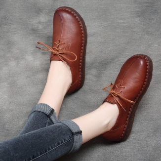 Retro Leder Soft Lace-up Damenschuhe 35-43