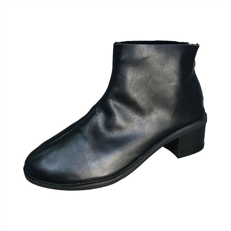 Samtschwarze Kurze Stiefel Mit Niedrigem Absatz 34-41 | Geschenk Schuhe