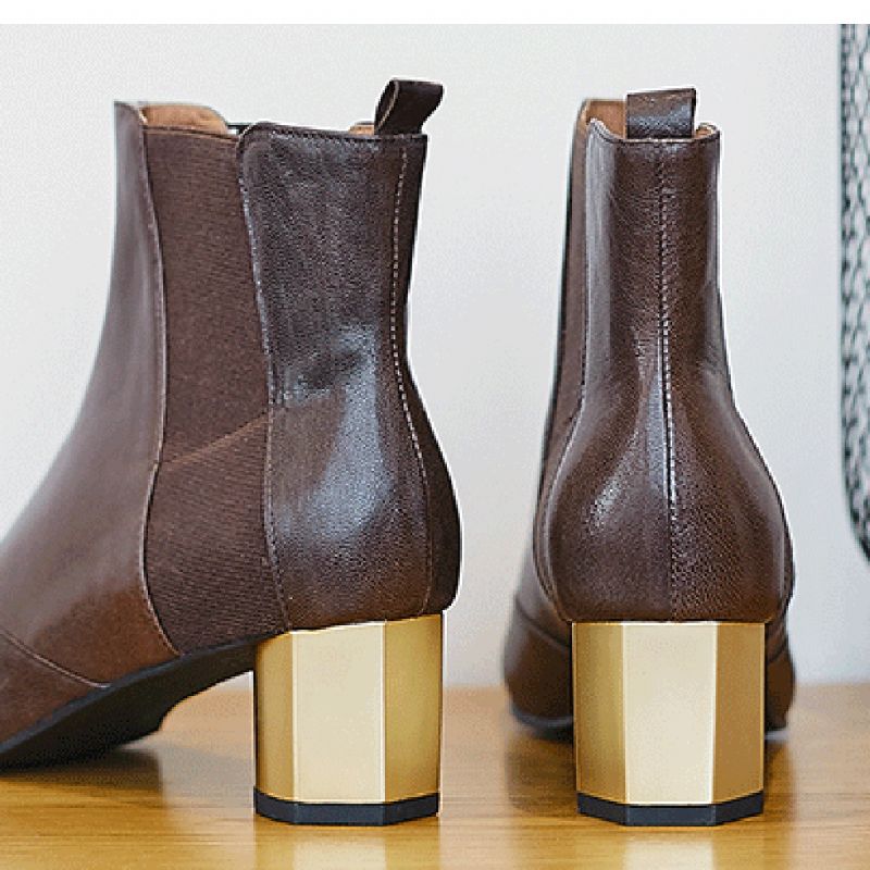 Spring Chelsea Boots Mit Dickem Absatz Und Spitzem Absatz 35-41