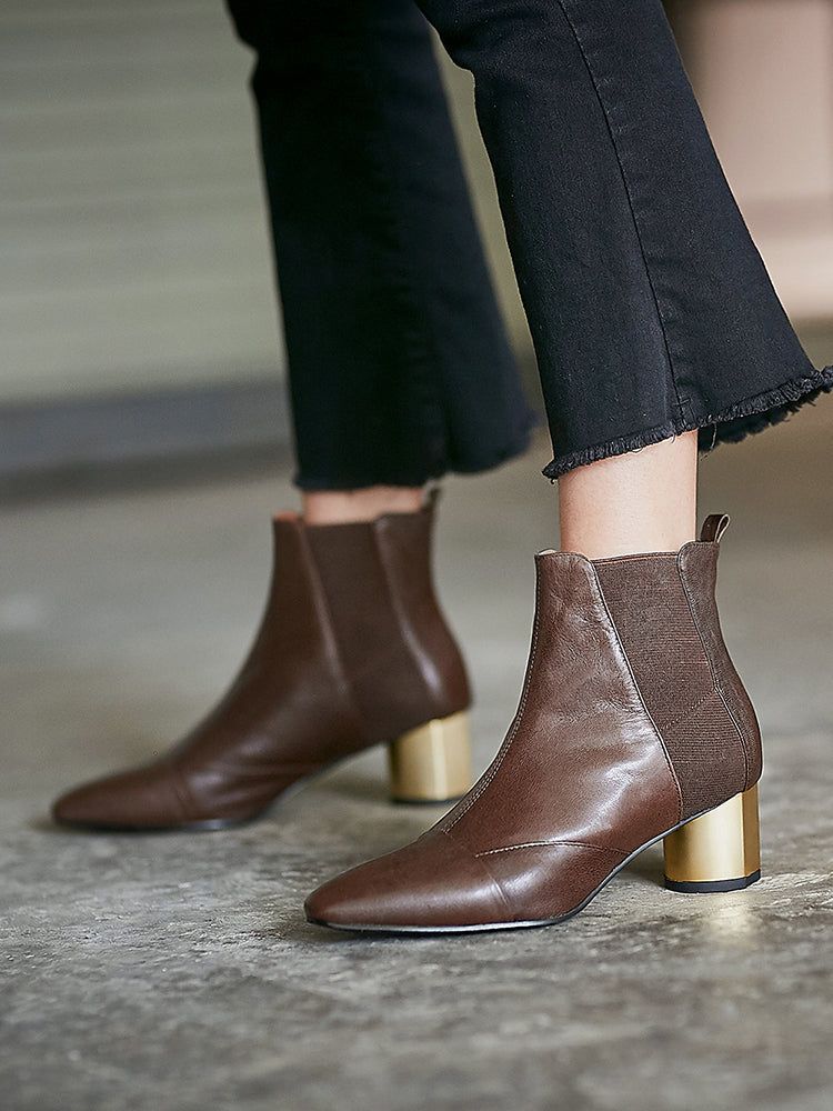 Spring Chelsea Boots Mit Dickem Absatz Und Spitzem Absatz 35-41