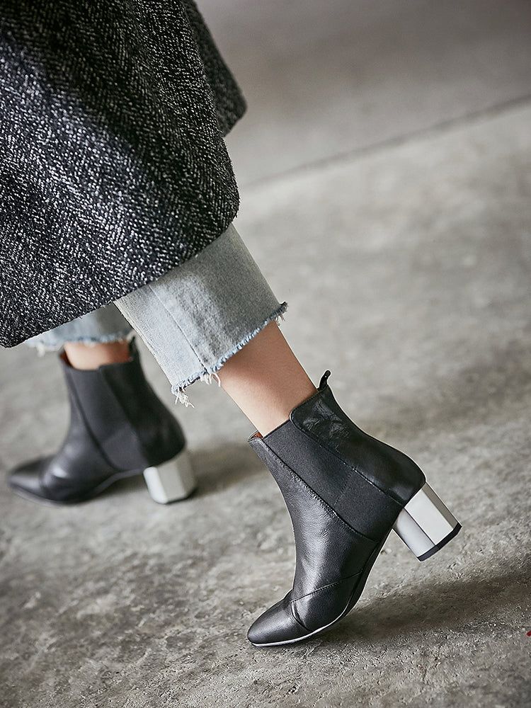 Spring Chelsea Boots Mit Dickem Absatz Und Spitzem Absatz 35-41